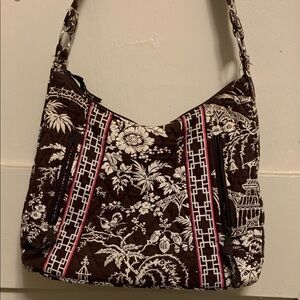 Vera Bradley On The Go Shoulder Tote Bag Imperial Toile Brown Quilted